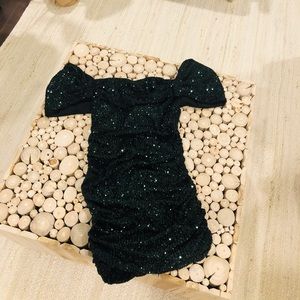 Forest green mini sequin dress